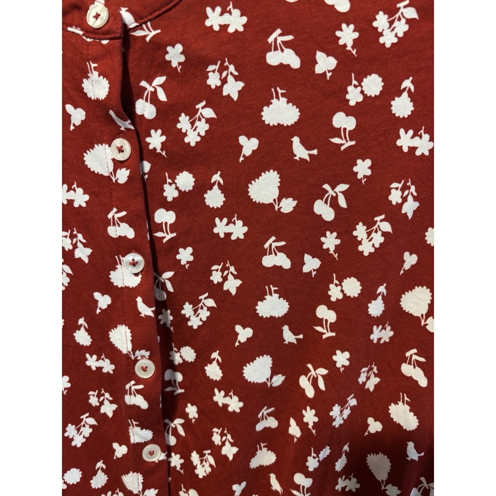 Size 12R BODEN Red White Floral Print Jersey T Shirt Style Skater Dress - Picture 3 of 8